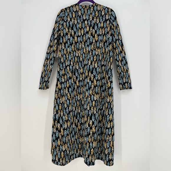 LuLaRoe Sarah Womens Duster Cardigan Small Blue With Feather Pattern Long Sleeve - Picture 3 of 6